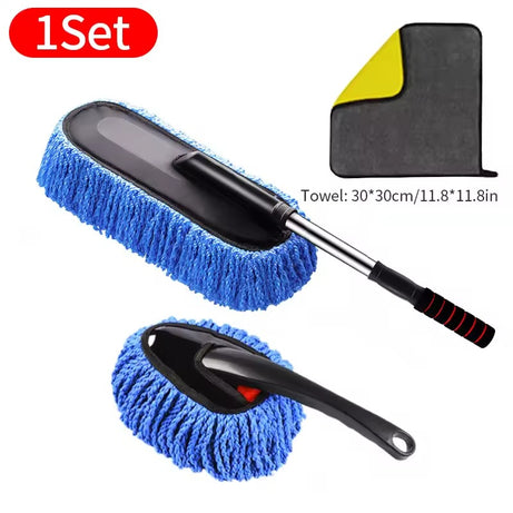SEAMETAL Microfiber Car Washing Mop Scalable Handle Dust Remover Cleaning Brush Kit Soft Hair Car Detailing Duster Mop Wash Tool