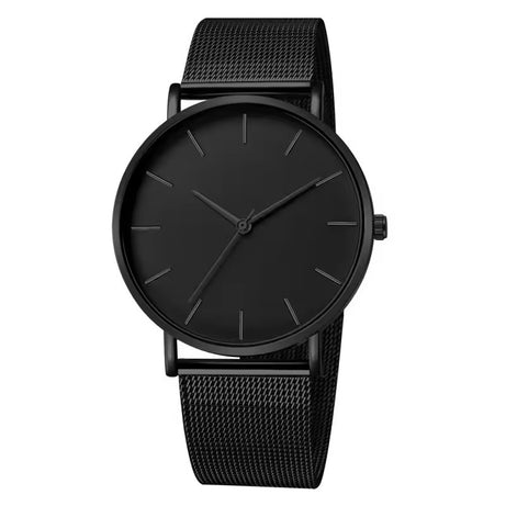 Fashion Ultra Thin Creative Black Stainless Steel Quartz Watches Uni Sex | W-02